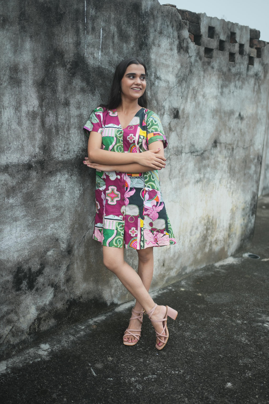 GUL SHORT DRESS IN BAGEECHA PRINT