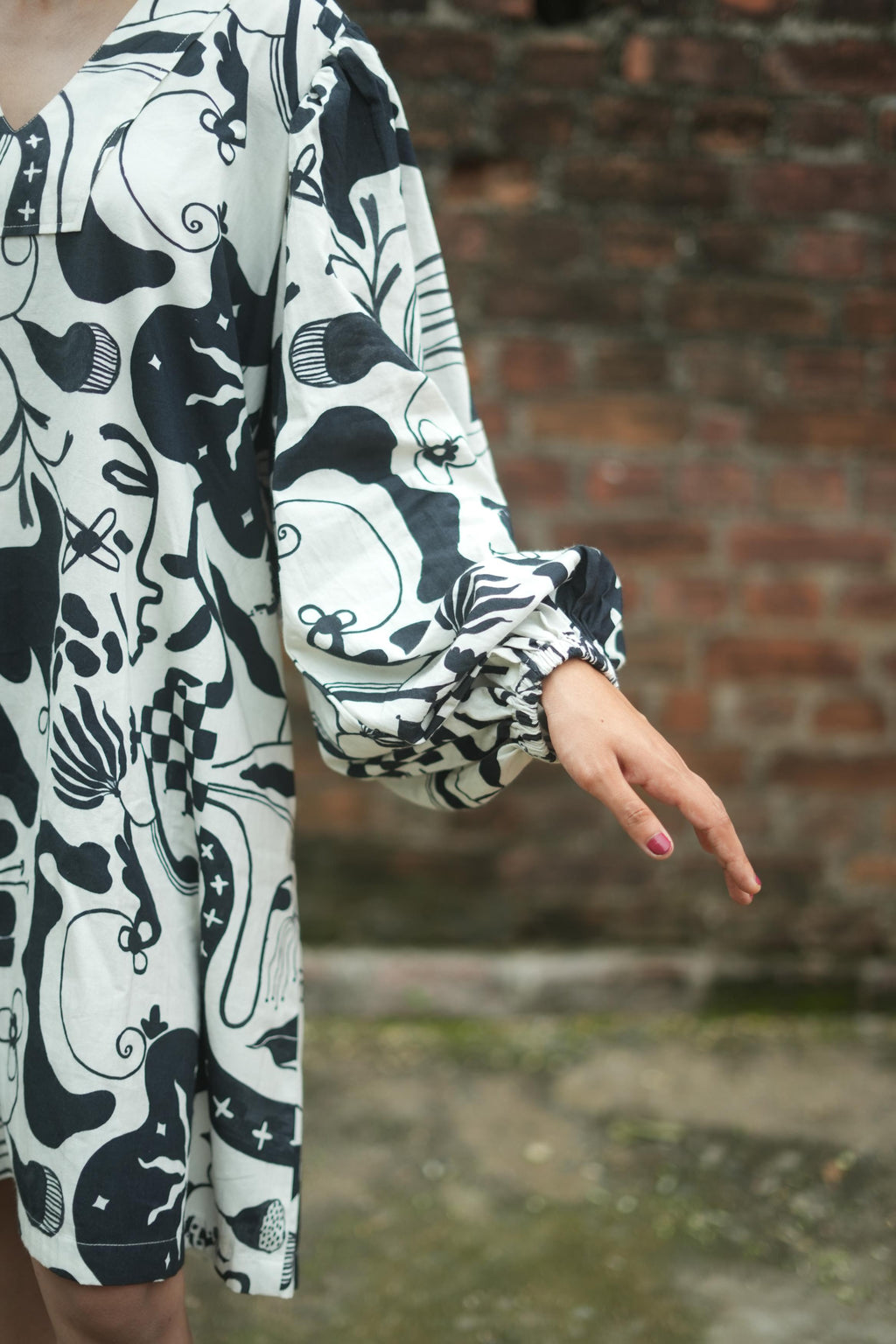 BEL SHORT DRESS IN SIYAHI PRINT