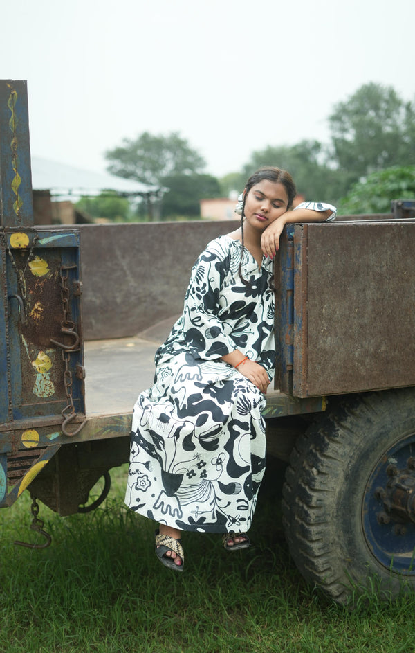 LIFAFA MAXI DRESS IN SIYAHI PRINT