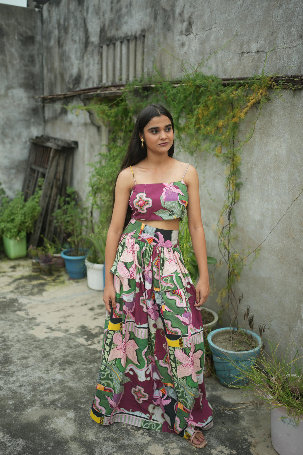 LEHER CO-ORD SET IN BAGEECHA PRINT