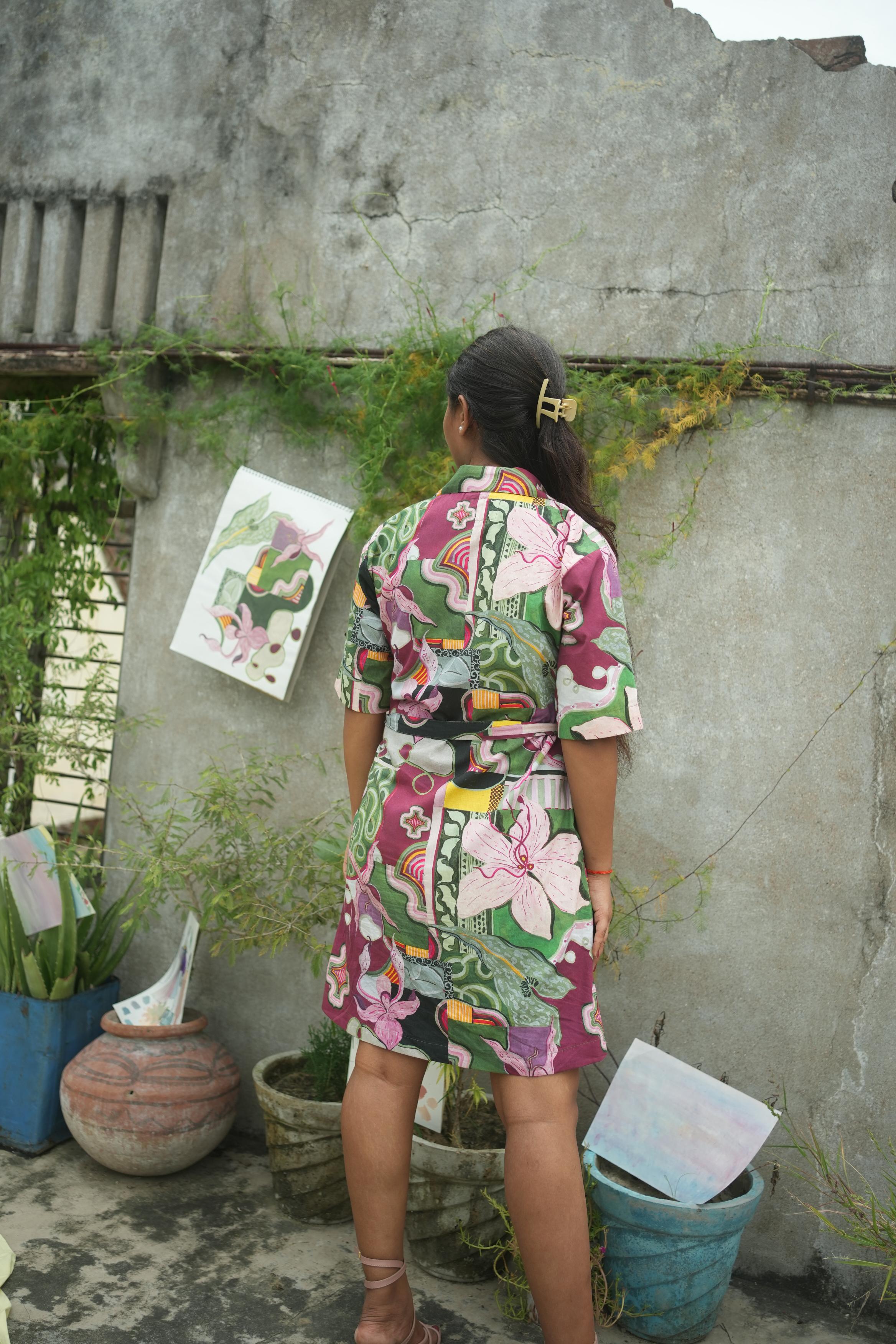 SITARA SHORT DRESS IN BAGEECHA PRINT