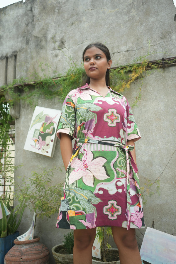 SITARA SHORT DRESS IN BAGEECHA PRINT