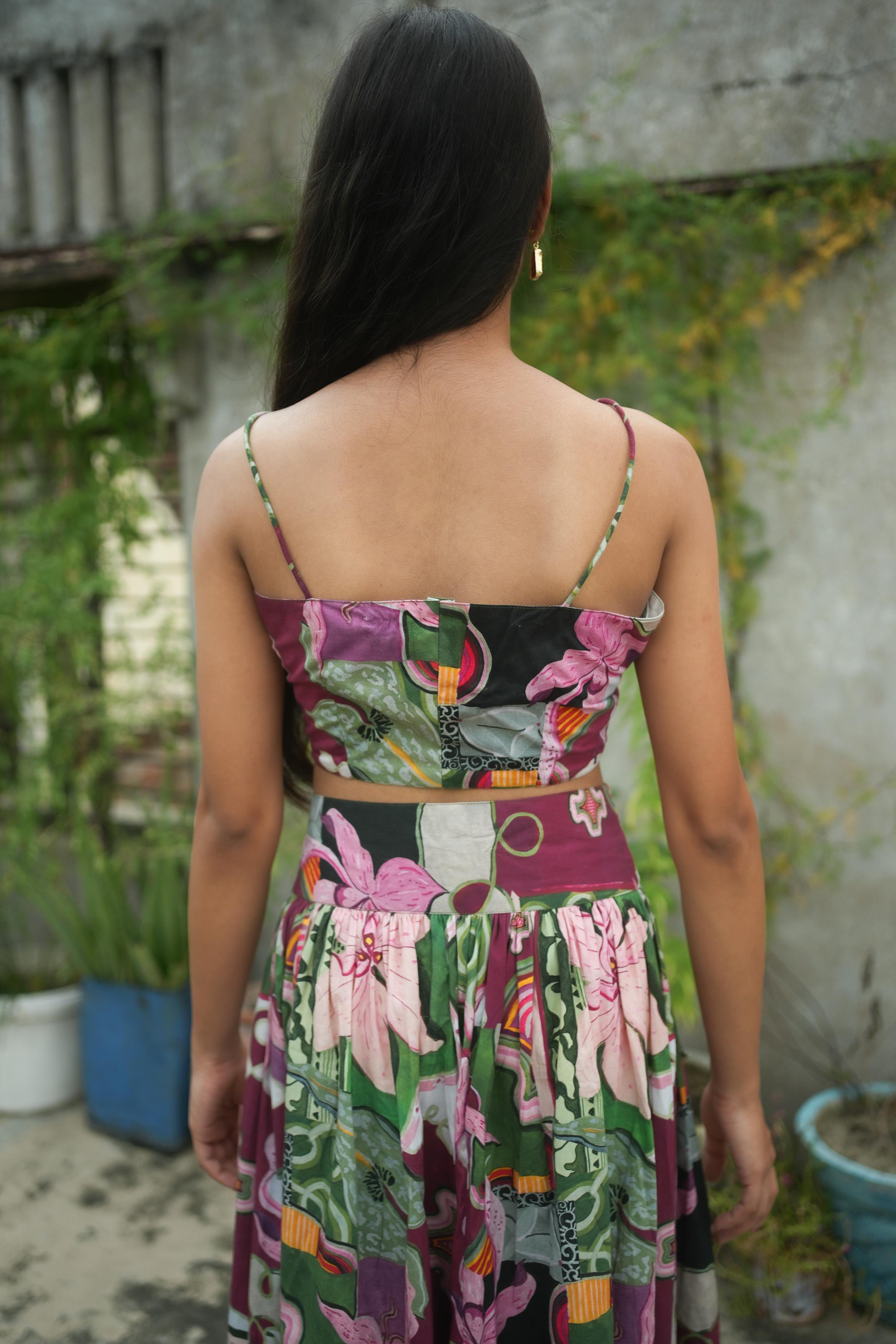 LEHER CO-ORD SET IN BAGEECHA PRINT