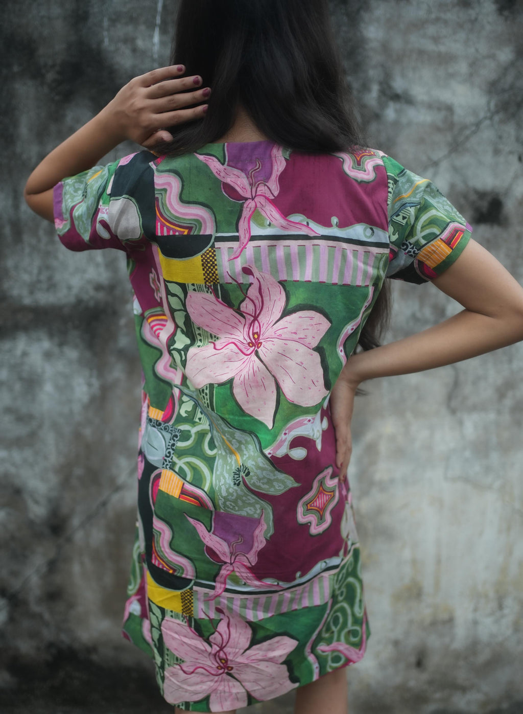 GUL SHORT DRESS IN BAGEECHA PRINT