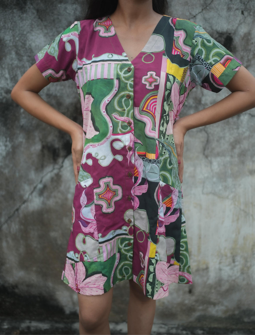 GUL SHORT DRESS IN BAGEECHA PRINT