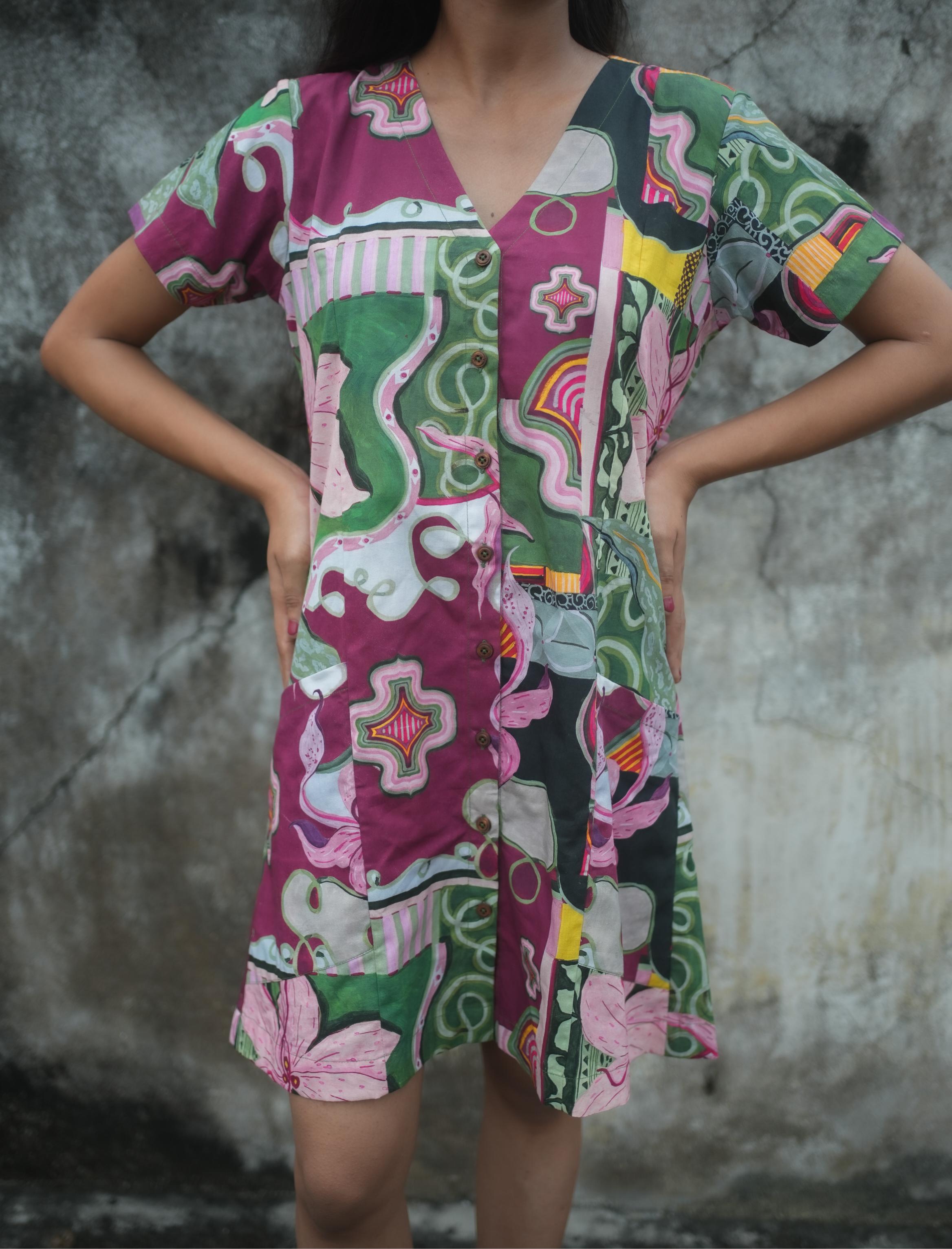 GUL SHORT DRESS IN BAGEECHA PRINT