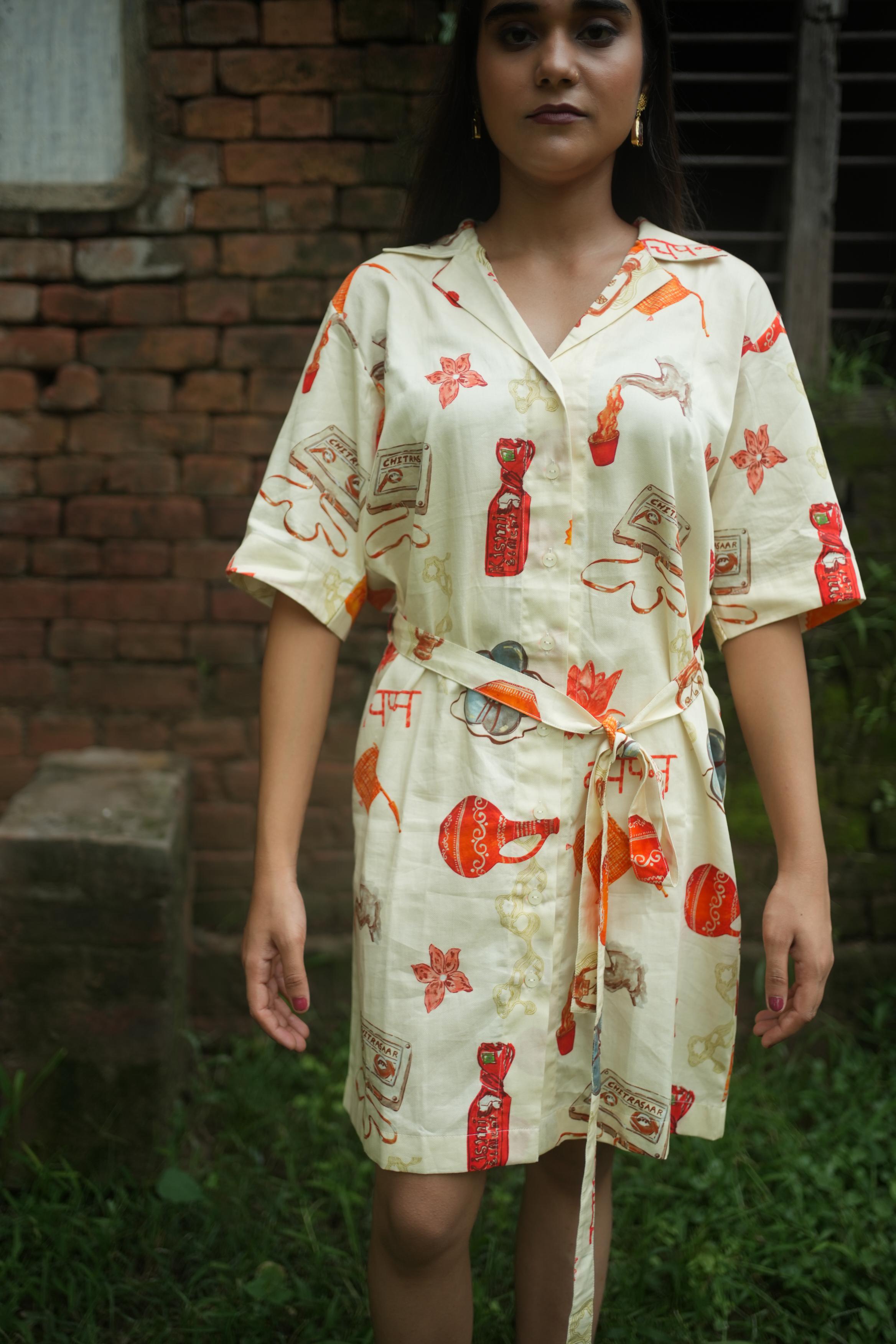 GINNI SHIRT DRESS IN GULLAK PRINT