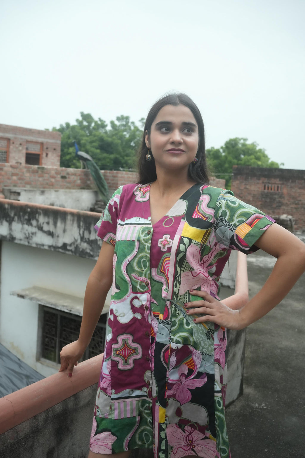 GUL SHORT DRESS IN BAGEECHA PRINT